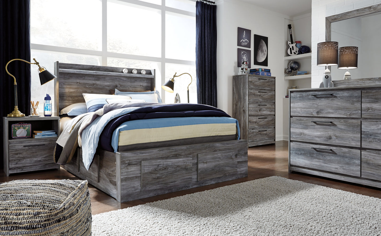 Baystorm Panel Bed With 6 Storage Drawers