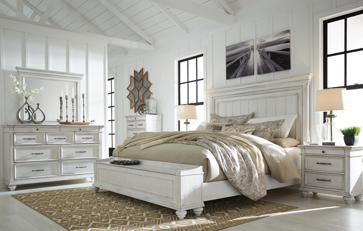 Kanwyn Panel Bed With Storage Bench