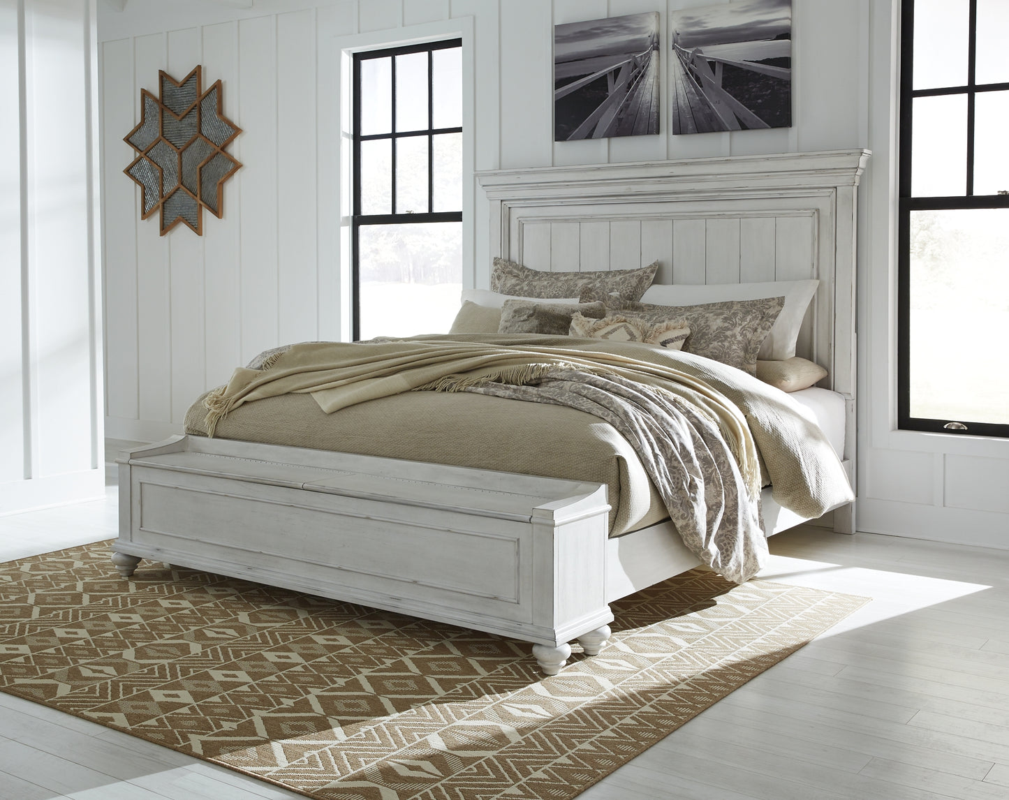 Kanwyn Panel Bed With Storage Bench
