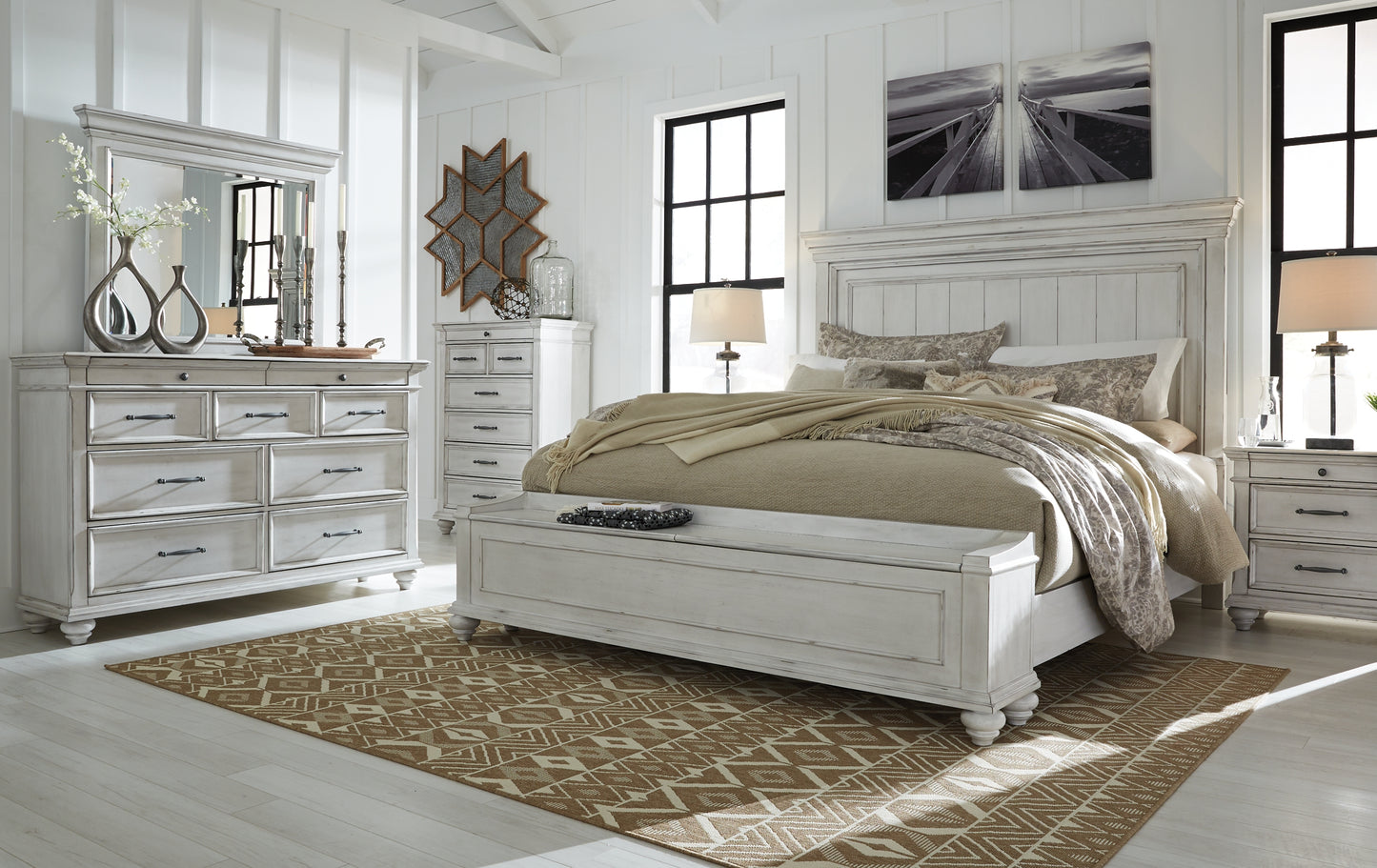 Kanwyn Panel Bed With Storage Bench
