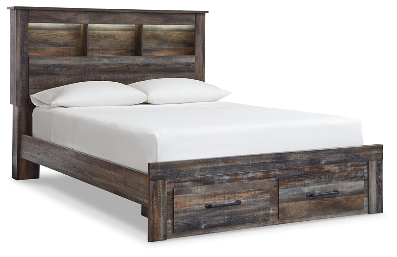 Drystan Bookcase Bed With 2 Storage Drawers With Mirrored Dresser, Chest And Nightstand