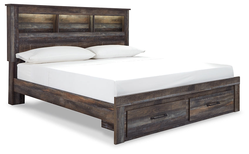 Drystan Bookcase Bed With 2 Storage Drawers With Mirrored Dresser, Chest And Nightstand