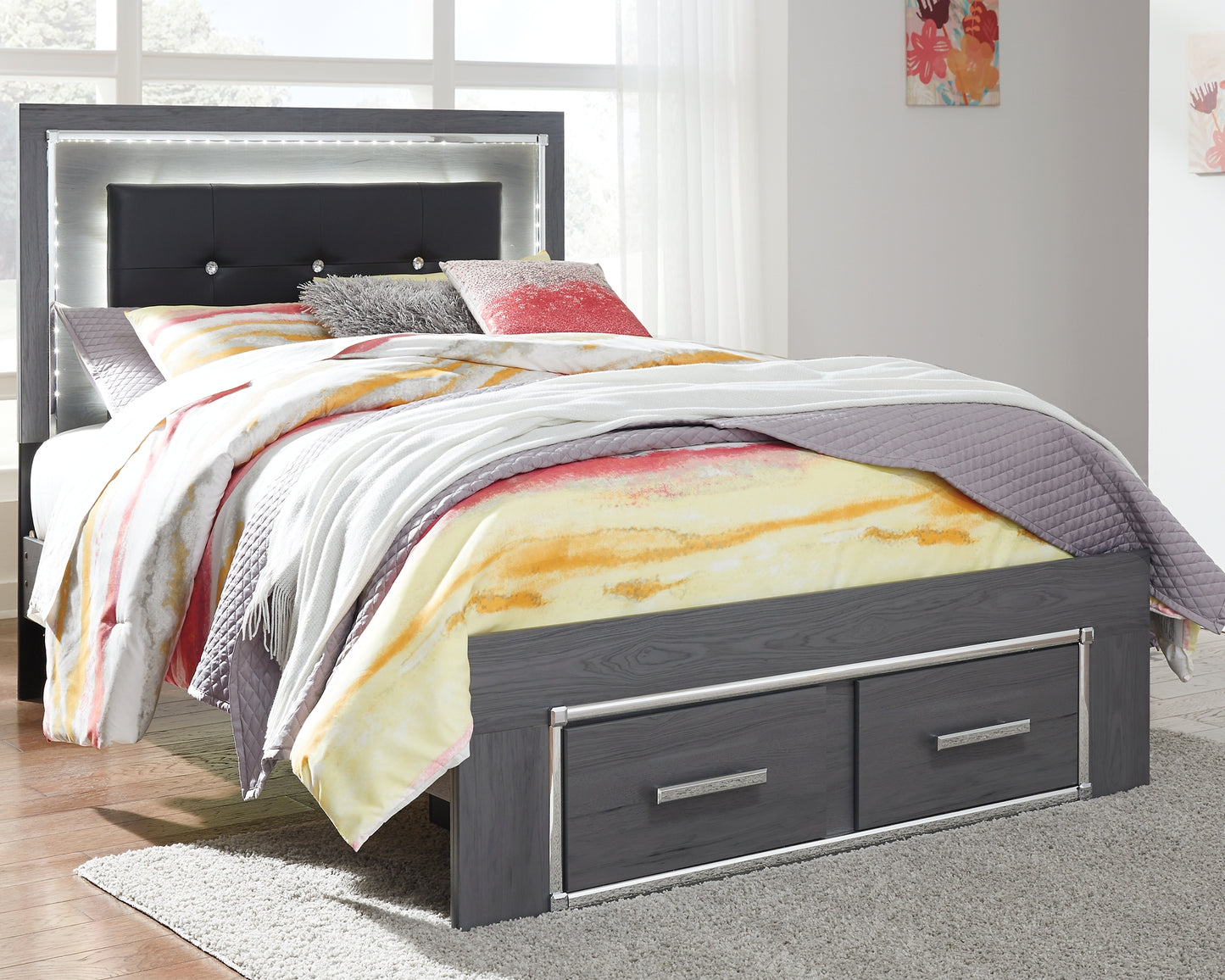 Lodanna  Panel Bed With 2 Storage Drawers