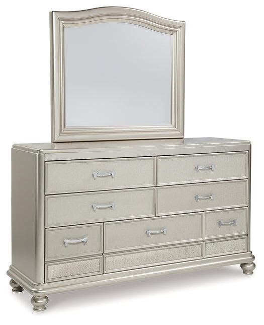 Coralayne Full Upholstered Bed with Mirrored Dresser