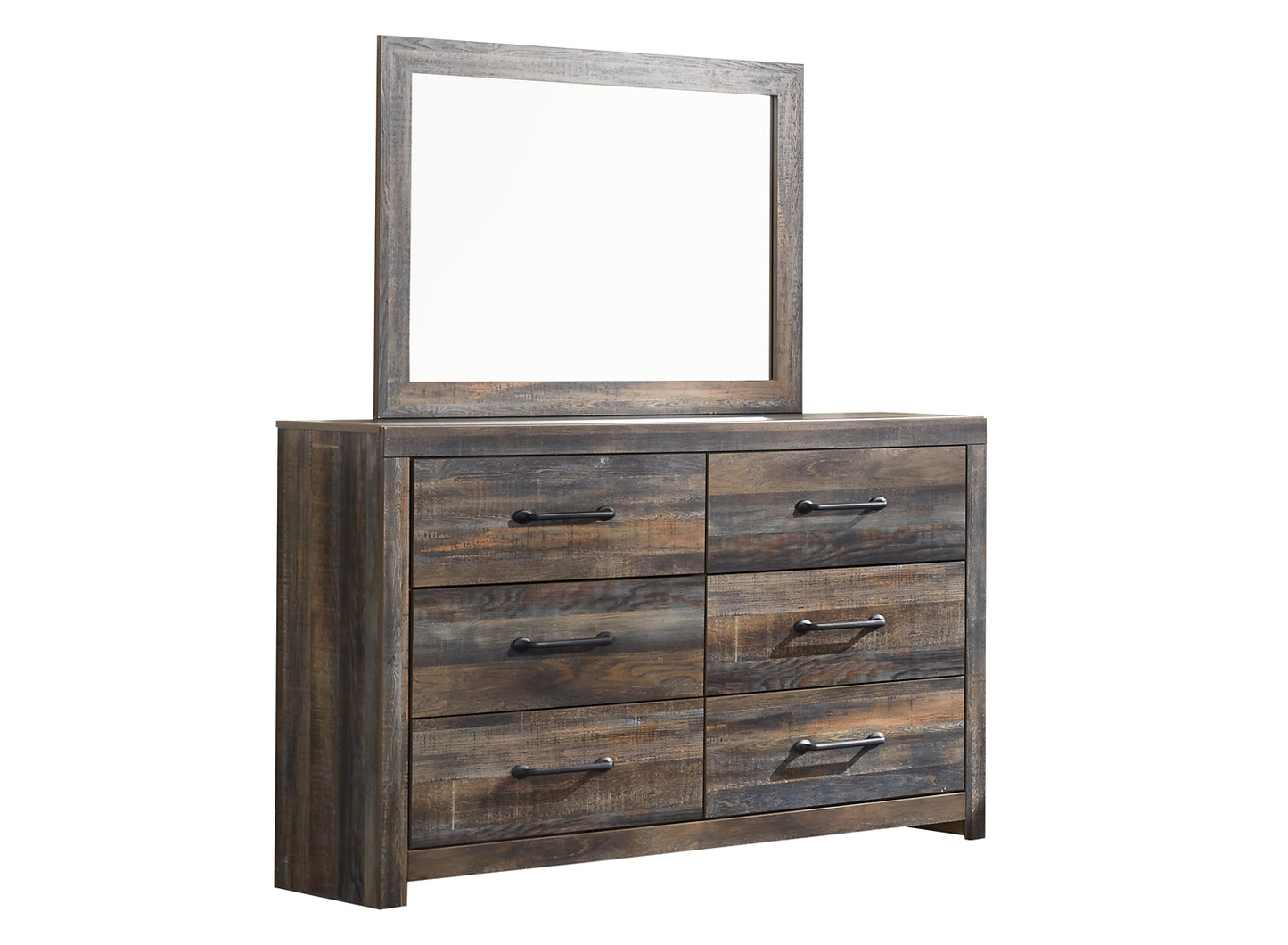 Drystan King Panel Headboard with Mirrored Dresser, Chest and Nightstand
