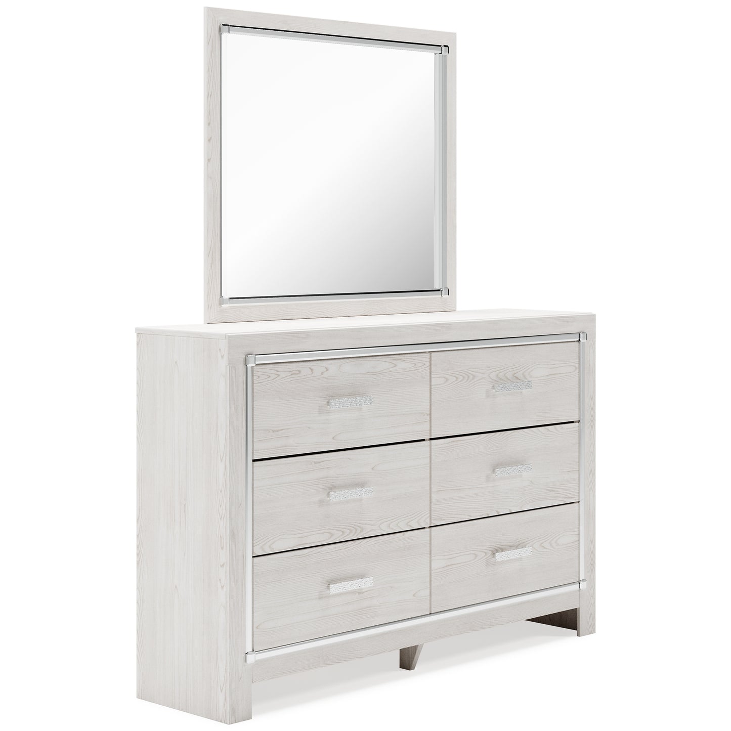 Altyra King Panel Headboard with Mirrored Dresser, Chest and Nightstand
