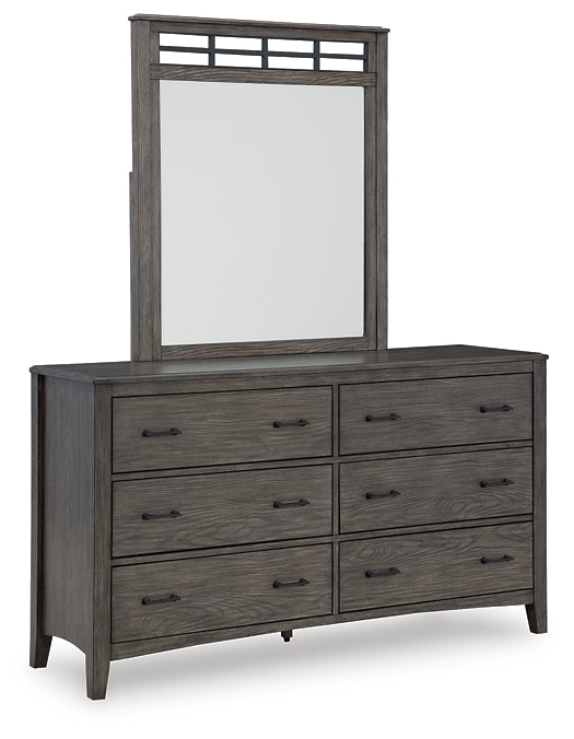 Montillan California King Panel Bed with Mirrored Dresser