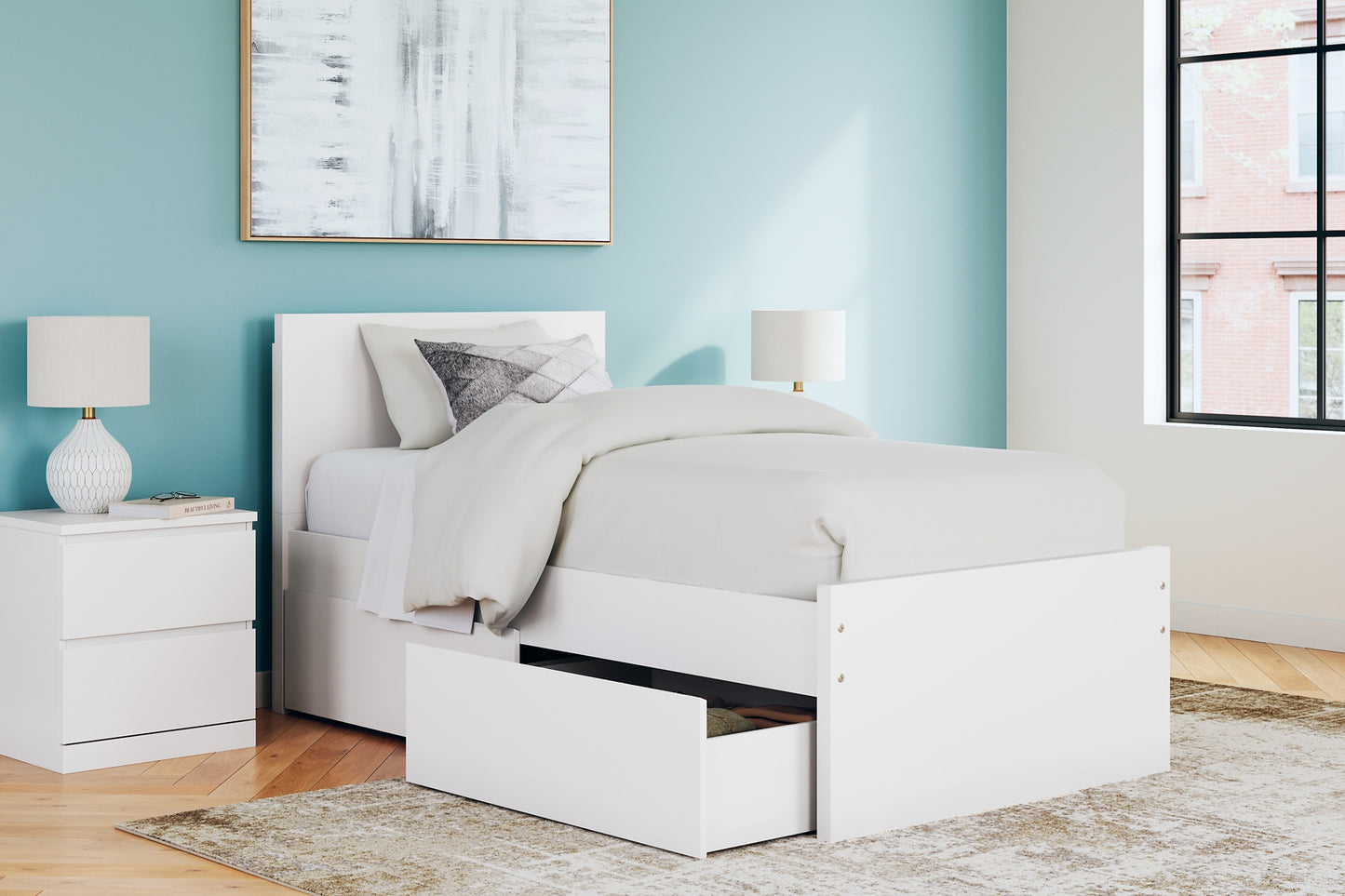 Onita  Panel Platform Bed With 1 Side Storage